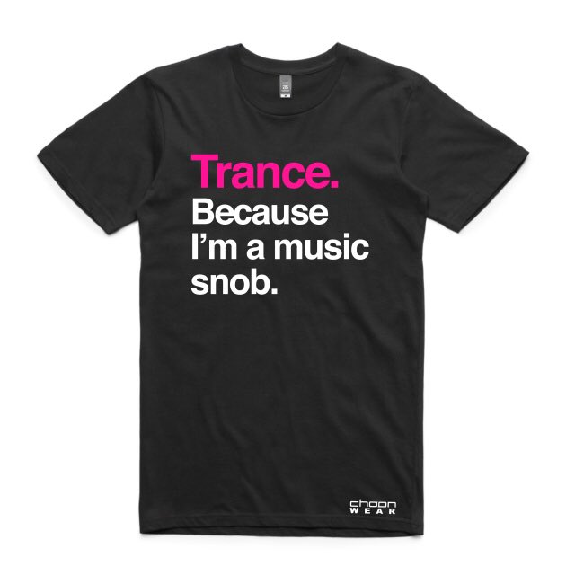RobertNickson's tweet photo. Are you a music snob too?
Get the latest Trance Because t-shirt now at https://t.co/swU2RK3Blc
#trance #trancebecause #choonwear @TwistedTinx #tshirt #merch https://t.co/w3fYB3sLrj