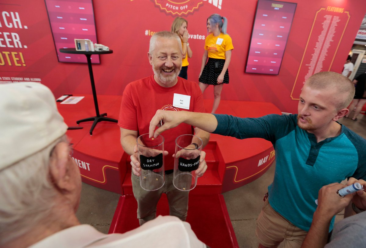 The #IowaState exhibit, Standing Innovation, is up and running! Make sure to stop by, listen to more than 150 Sharktank-like entrepreneurial pitches from students, alumni and community members, and vote on your favorites, all competing for cash awards! #IowaStateInnovates