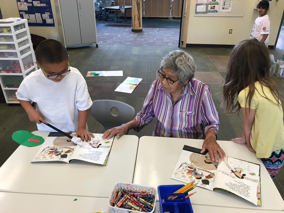 ArcolaDragons's tweet photo. At #CampDragon, our Kokum Val taught us about sharing circles and visited our "campfire" today. The energy in this room is amazing -- we are READERS! @UnitedWayRegina #SummerSuccess #ReadingBy3rd #AllThatKidsCanBe https://t.co/udpOFfH7Kv