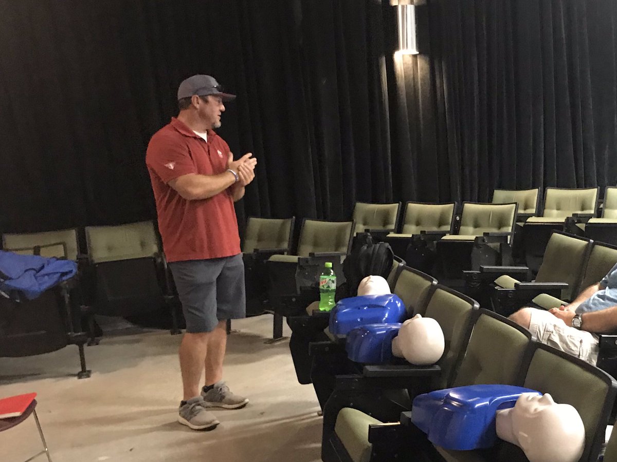 hyearwood1's tweet photo. Thankful for @ependley providing CPR training for @WestPointHigh coaches. Praying we never have to use it, but thankful they are prepared. @DrWTBlack https://t.co/V6eJyCSfOF