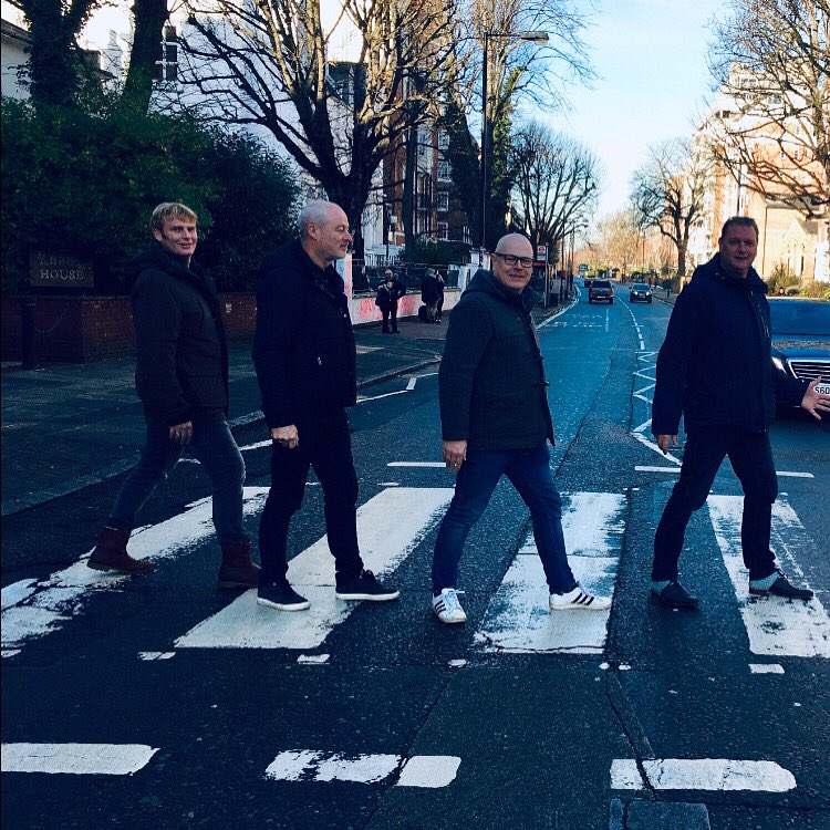 Beewanlive's tweet photo. It was Fifty years ago today... the famous Abbey road album photo was taken. The fab four from #teambeewan literally followed their footsteps back in 2017!  #thebeatles #abbeyroad #abbeyroad50 https://t.co/mQuOcaQ7rd