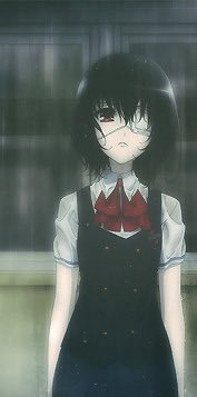 Another!- horror anime- gore scale: 6/10 - fav character: Misaki Mei :’)- about a curse that has haunted a singular class for 26 years, all about figuring out how to stop it, Good friendship is formed and is captivating !
