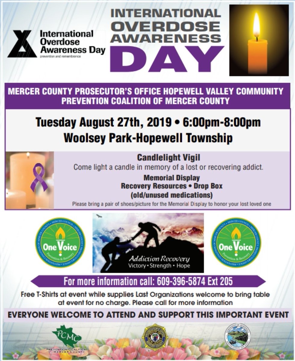 MercerCoPros's tweet photo. Join us on Tuesday, August 27, from 6 p.m. - 8 p.m. at Woolsey Park in Hopewell Township.  Everyone is welcome to attend and support this important event.
#IOAD #SquashTheStigma https://t.co/3dUEsK15ma