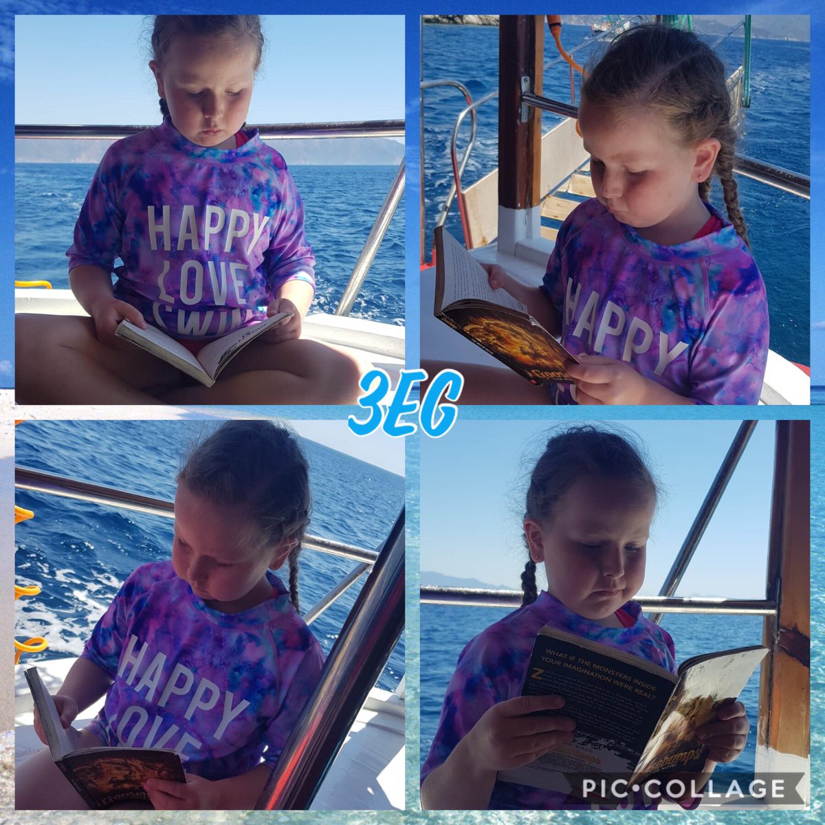 sarahtilley80's tweet photo. @StBernsPrimary #getcaughtreading #readingforpleasure DT was enjoying reading her book out on our boat trip 🇹🇷 ☀️ #3EG #upclosetonature 🐟 🐙 🐢 🐠 🌊 https://t.co/qxIJbM0nSU