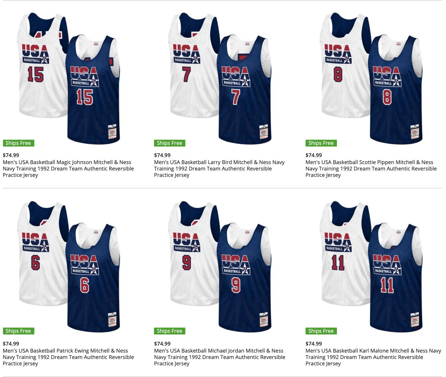 jordan dream team practice jersey