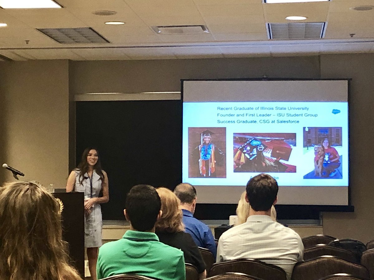 ShirleneChow's tweet photo. @ashleyweihe18 our youngest presenter at #MWD19 sharing her personal journey with @salesforce #student programs, started first #salesforce student group on campus, and built her own custom community while in school! https://t.co/5YHxOLAvWK