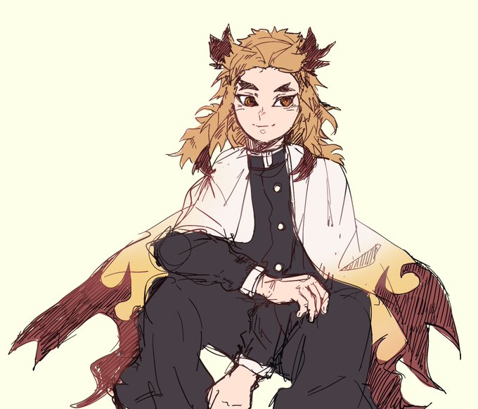 ♱ bunnyさんがTwitterに投稿した煉獄杏寿郎(鬼滅の刃)のイラスト。