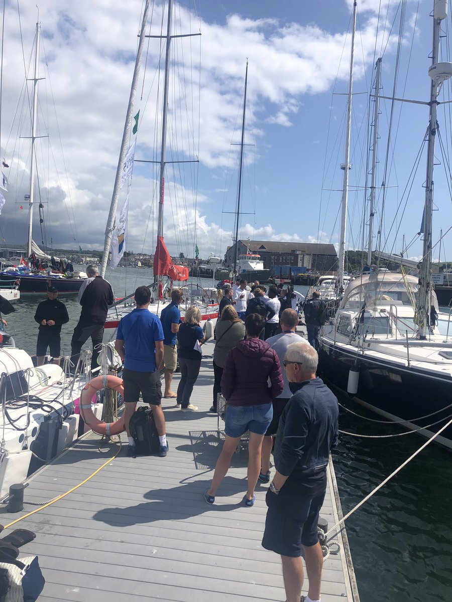 boxpr_lou's tweet photo. A very busy 24 hours at @plymyachthaven with the crew of @GCASailingClub Scaramouche. A wonderful crew who handled the @RORCRacing #RolexFastnetRace interviews really well following 4 big days at sea. #ProjectScaramouche https://t.co/HqhEgyTggy