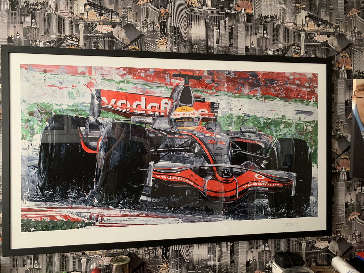 Just put up <a href="/formulaart/">David Johnson</a> mammoth piece on my wall what i picked up from #BritishGP at <a href="/SilverstoneUK/">Silverstone</a> certainly new centre piece of my favourite 2008 <a href="/McLarenF1/">McLaren Mastercard Formula 1 Team</a> car thank you <a href="/EliteFraming/">Elite Framing</a> for the awesome frame!