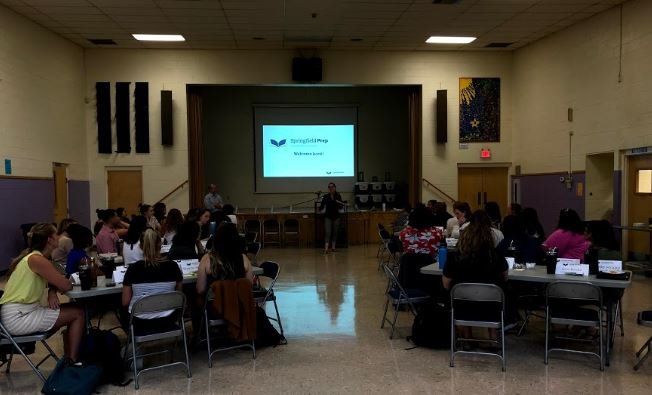 springfieldprep's tweet photo. Annnddd they’re back! Fueled by hugs, caffeine and some BBQ, new and returning staff are getting #SpringfieldPrepped to take on the 2019-20 school year!
#SpringfieldPrepFamily #EdThatAddsUp https://t.co/VwjLbJjgVi