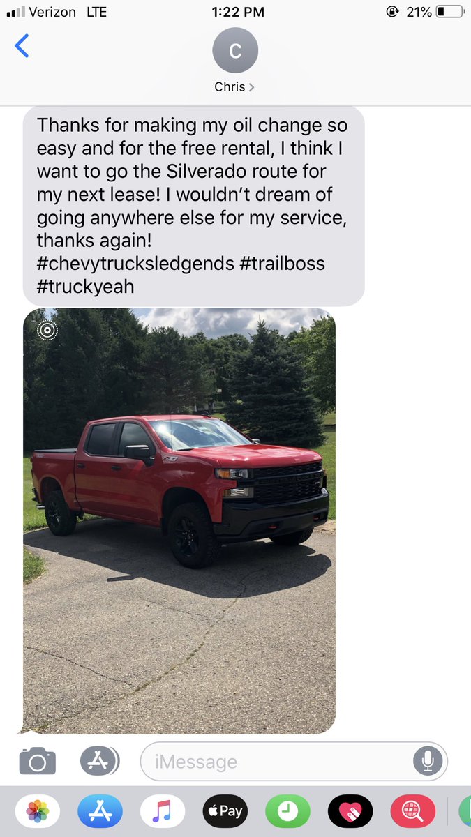 SerraChevySH's tweet photo. Thanks for the kind words, Chris! ☺️ Our sales and #Chevy #CertifiedService team is always happy to help! 🙏 #Chevy #Chevrolet #Silverado #ChevyCertifiedService

Is your vehicle ready for an oil change? Schedule an appointment today: https://t.co/nfY2vhhERL https://t.co/hG4GBQeLsS