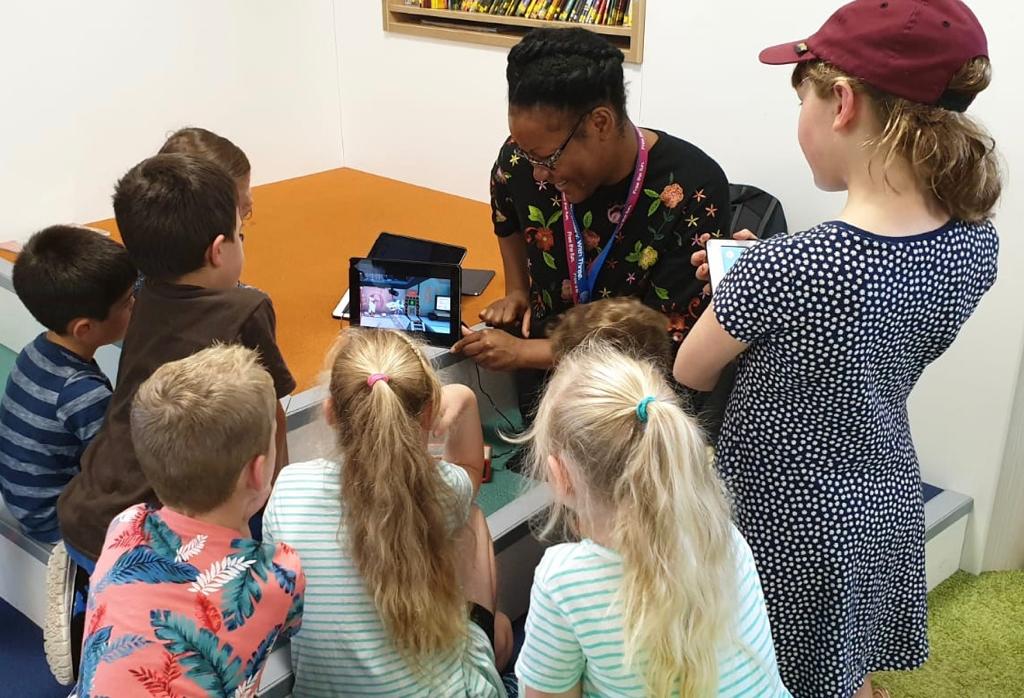 ThreeDiscovery's tweet photo. #SpaceChase was great fun today @CaerphillyLib - we loved traveling through time & space!
#Toontastic
#Animation
#CartoonMaking https://t.co/yZa1RYinIU