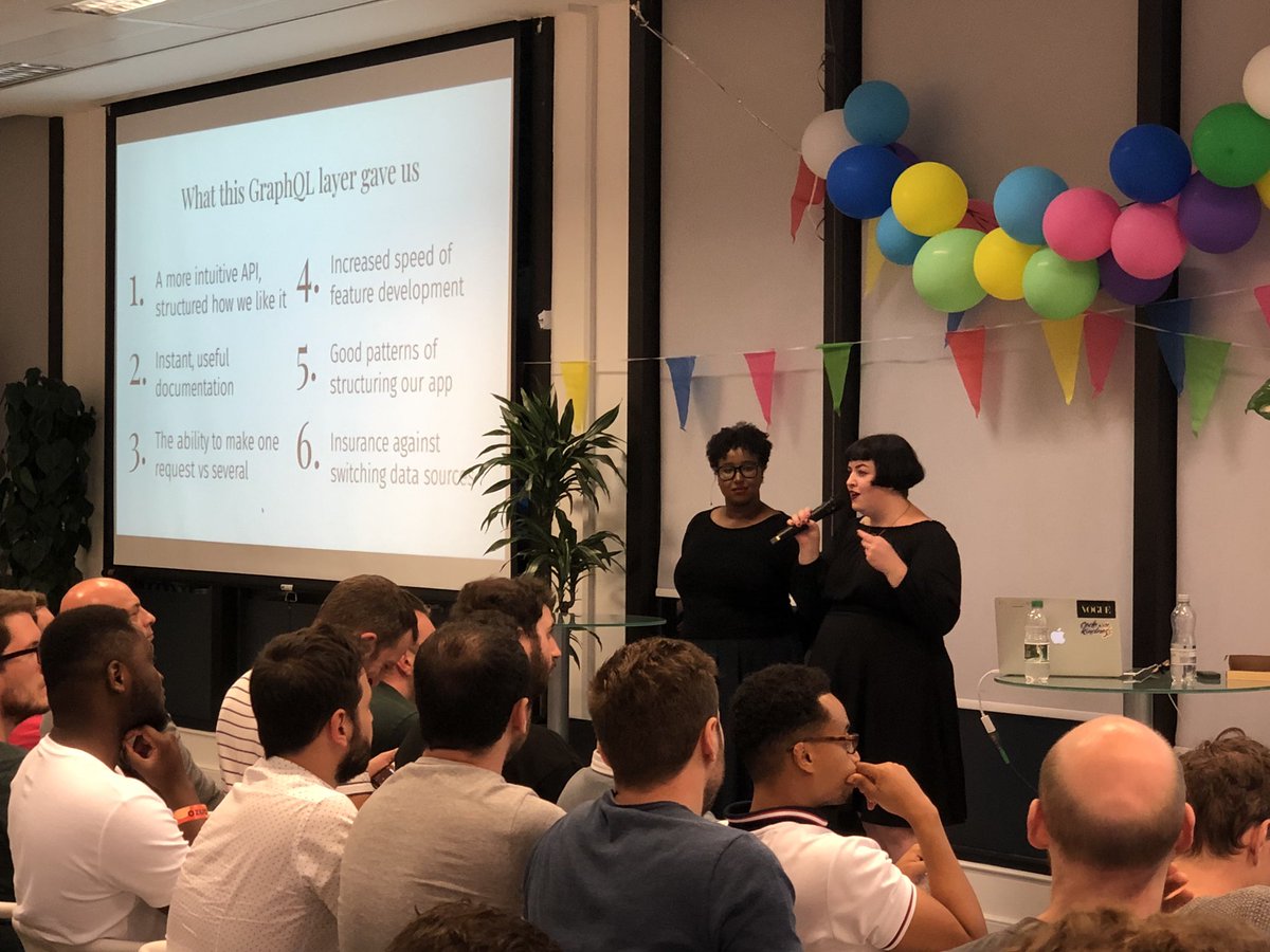 kadikraman's tweet photo. Did you know that that the data for Vogue is served via GraphQL? @msmichellegar and @FadumaFaralacag tell us all about how they built and rebuilt the #GraphQL api for Vogue and GQ #RESTlessLDN ๐
https://t.co/zbTr2eQOfR