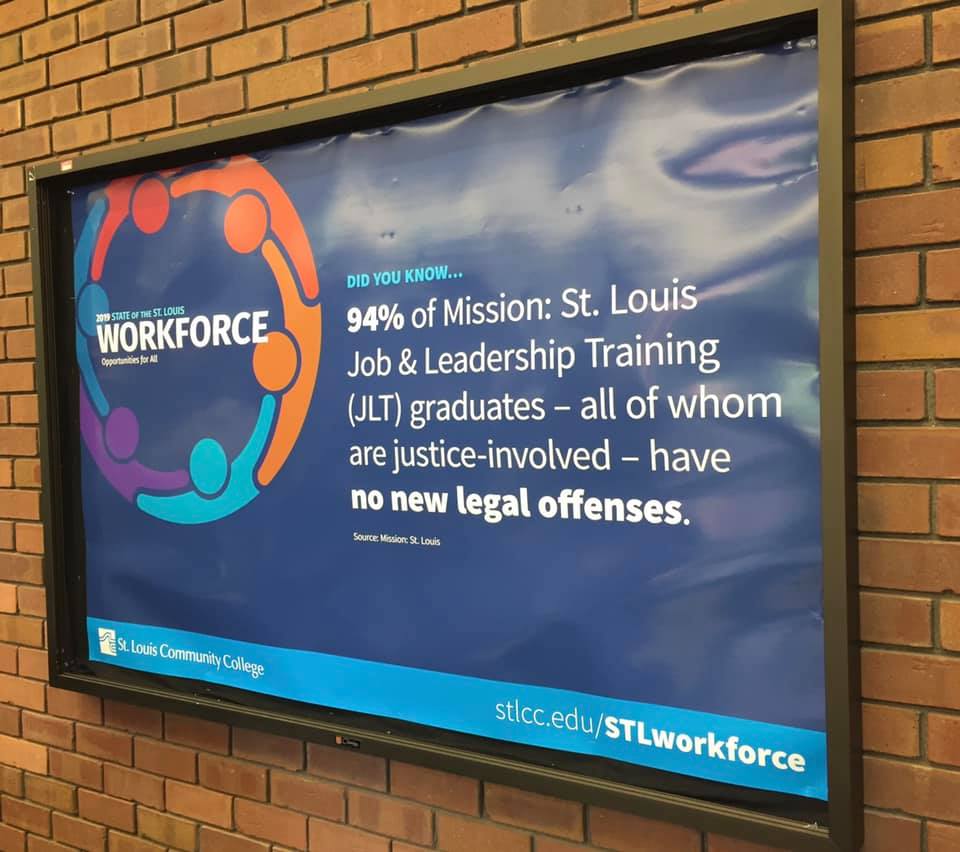 MissionStLouis's tweet photo. M:STL was honored in the 2019 State of St. Louis Workforce report by St. Louis Community College for our dedication to serving economically disadvantaged communities, particularly with individuals involved in the justice system who face greater employment obstacles. #STLworkforce https://t.co/o7vJ6JxUkt
