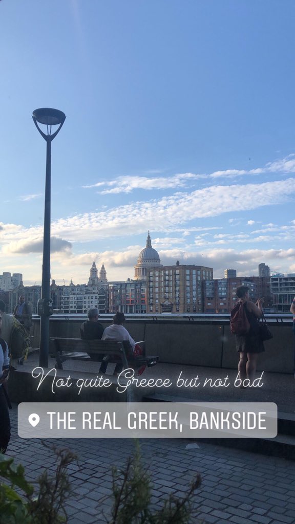 IsobelTidbury's tweet photo. So nice to get some decent Greek food, even if it is in London whilst all my family disappear to Greece one at a time! 🇬🇷 #realgreek #hellas #london https://t.co/0R9hrxWo9W