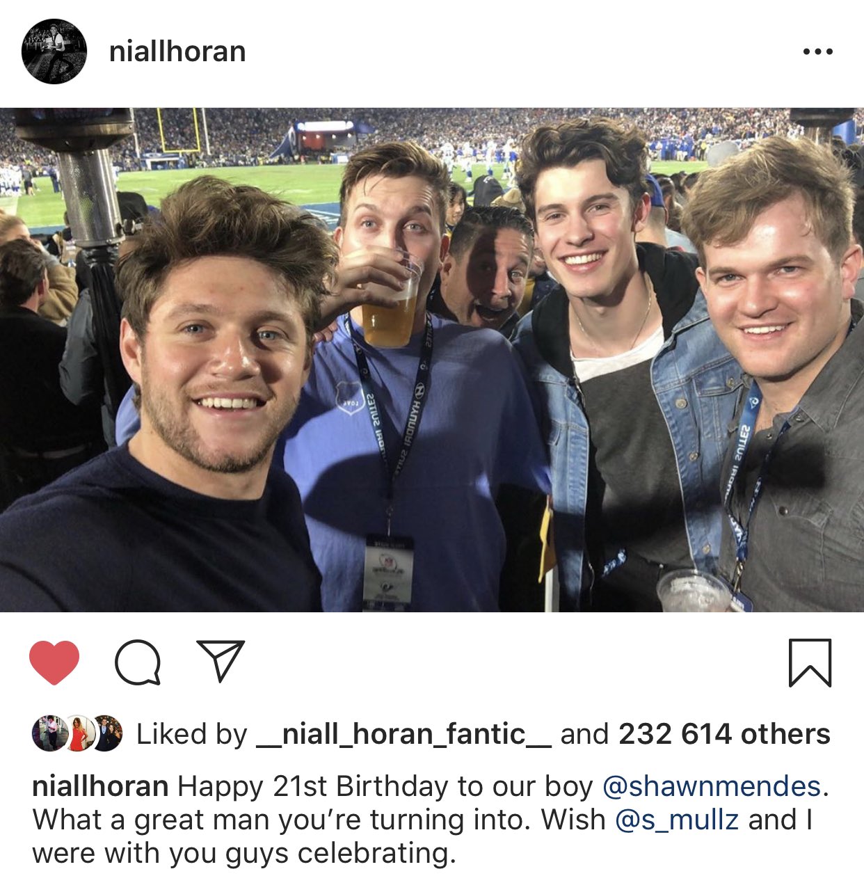 Niall posted this on Instagram, wishing Shawn Mendes a happy Birthday  