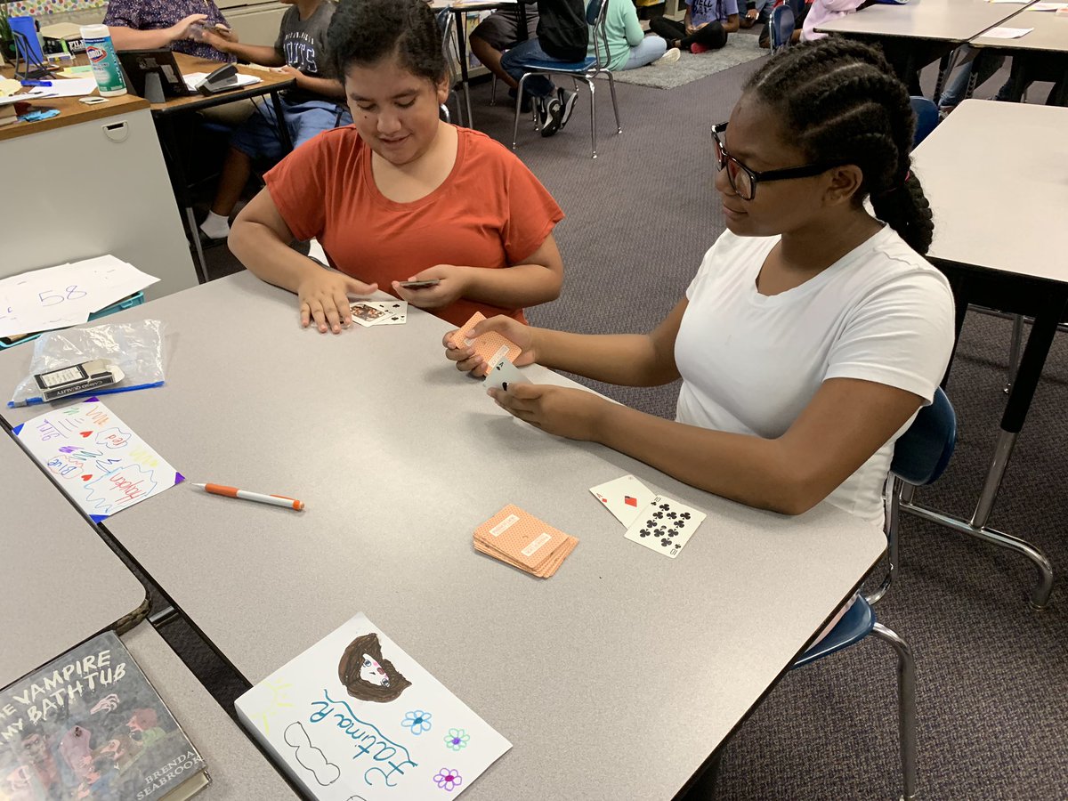 StaceC's tweet photo. Today we played integer war to reinforce our knowledge of comparing positive and negative numbers! They had a goal to beat the teacher... they succeeded haha 😂 #teamrhoades @BrittonAWayne https://t.co/AvZX9tmsaA