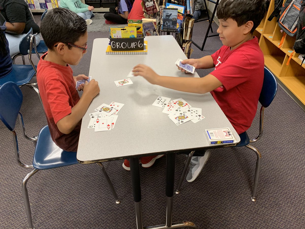 StaceC's tweet photo. Today we played integer war to reinforce our knowledge of comparing positive and negative numbers! They had a goal to beat the teacher... they succeeded haha 😂 #teamrhoades @BrittonAWayne https://t.co/AvZX9tmsaA