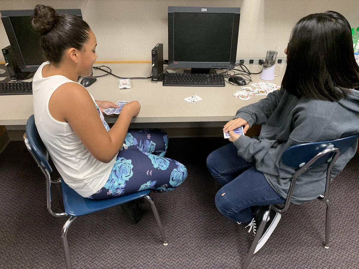 StaceC's tweet photo. Today we played integer war to reinforce our knowledge of comparing positive and negative numbers! They had a goal to beat the teacher... they succeeded haha 😂 #teamrhoades @BrittonAWayne https://t.co/AvZX9tmsaA