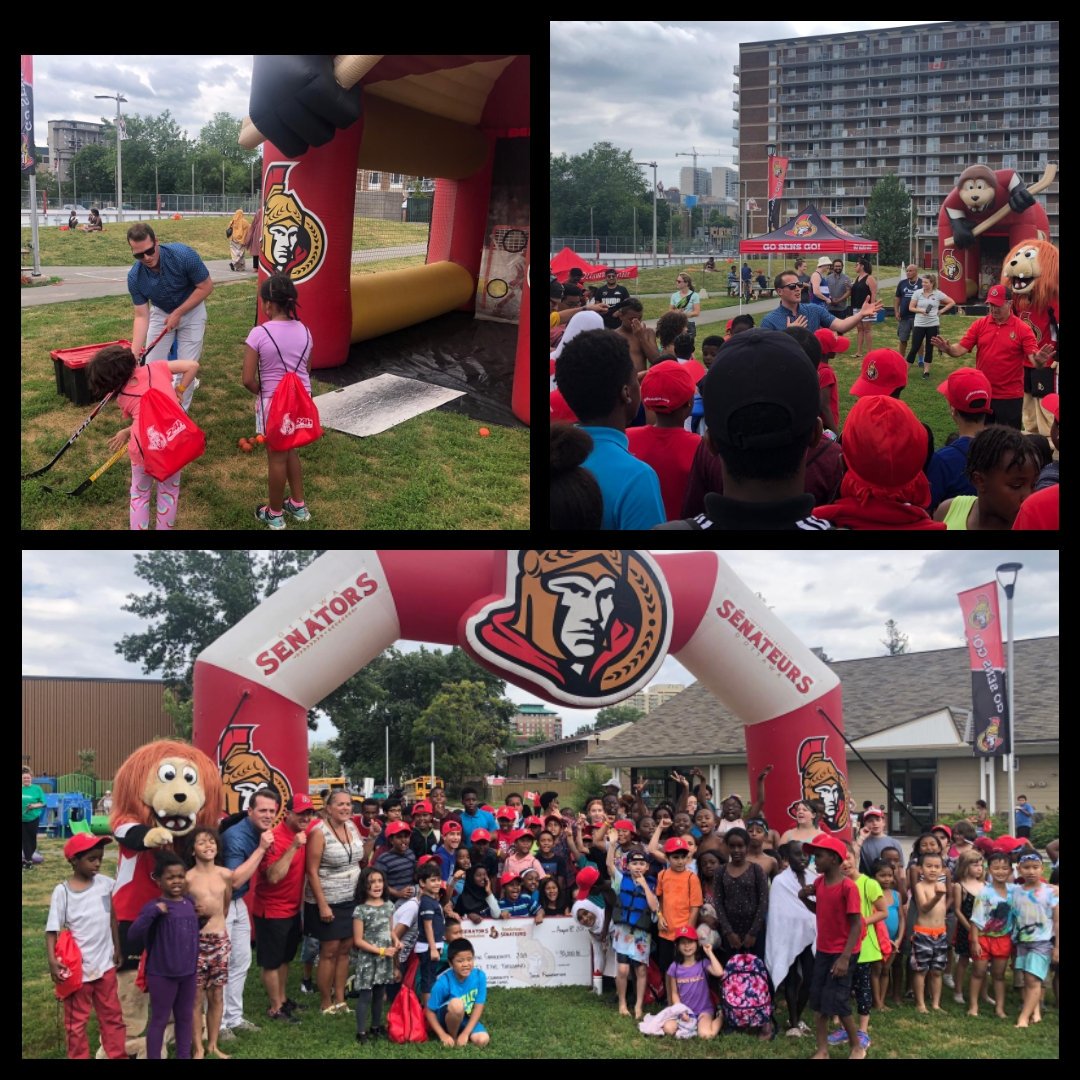 Before the rain! Huge party in #JulesMorinPark for the @sensfoundation youth and camp funding. More than 400 @MyLowertown kids benefit from camps this year because of those precious investments. #InvestmentsInYouth