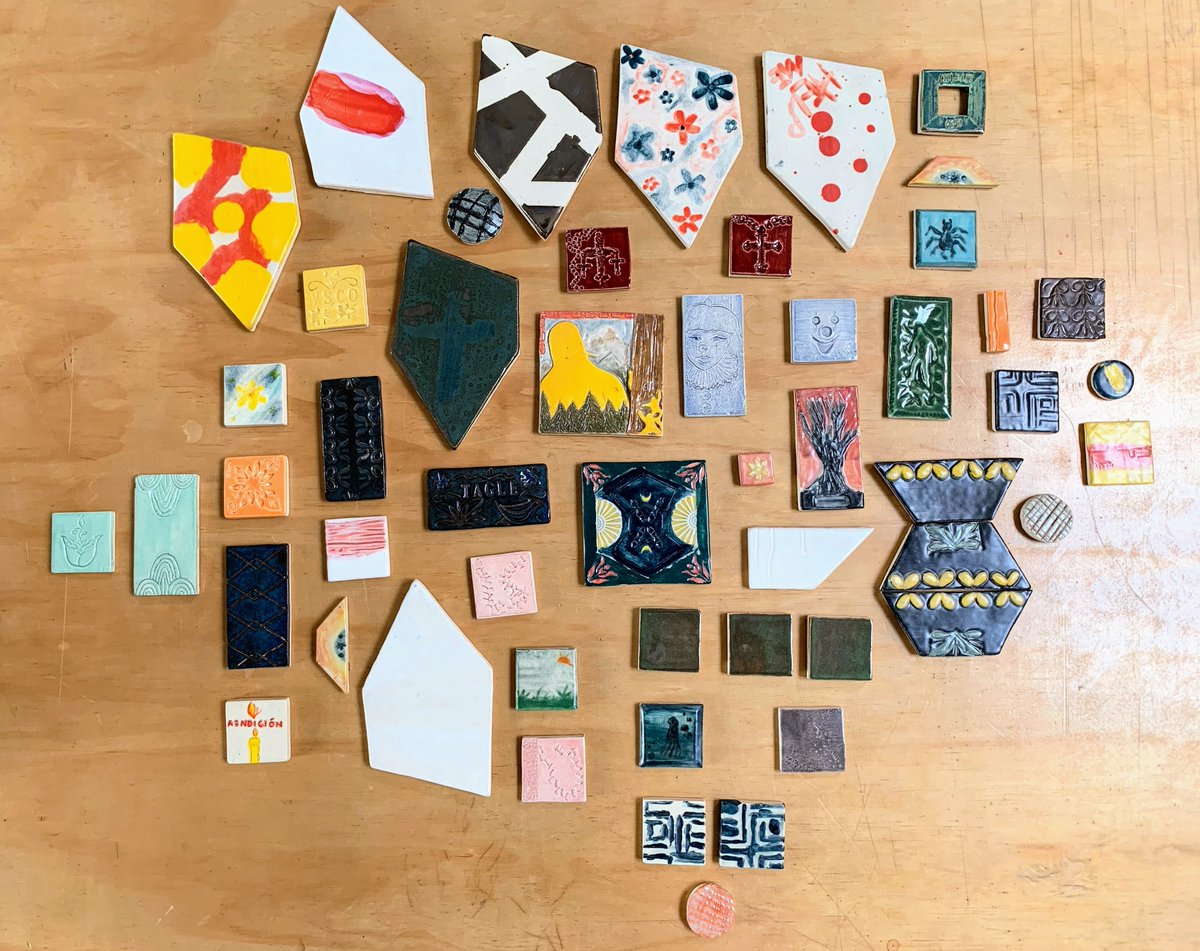 ArtDivisionLA's tweet image. For the past 5 Mondays, AD students have been creating tiles at Andre Keller's studio in DTLA. They have practiced everything from slab rolling, cut out &amp;amp; design to glazing, setting &amp;amp; grouting. We would like to thank Andrea for leading these workshops! #artdivisionla #tilemaking
