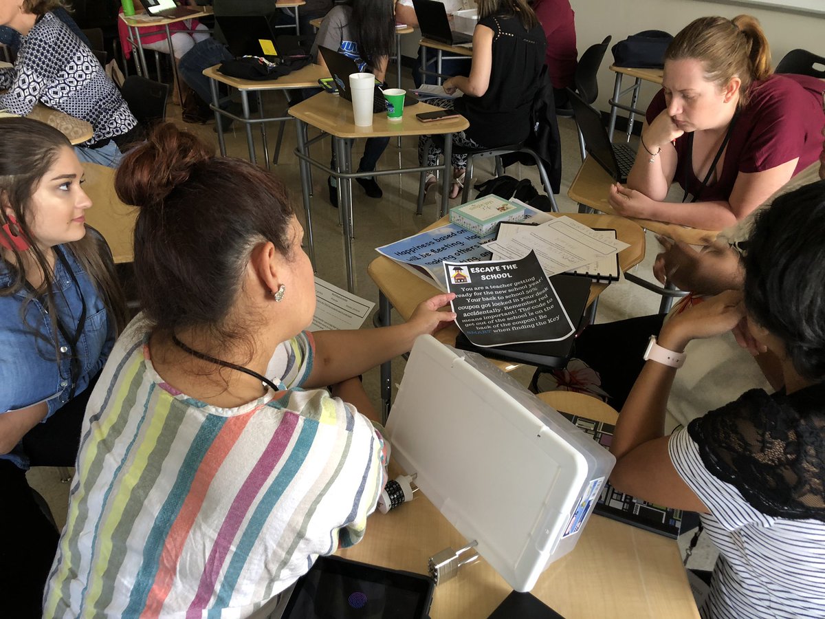 mrsmorganism's tweet photo. Had a blast presenting to some @LamarCISD teachers with @BTODORscience! We love escape rooms for the classroom. #BeTheOneLCISD @LeamanJH #T3 #teachingthroughtechnology #secondaryteacher #scienceteacher https://t.co/XeyYgEM0bv