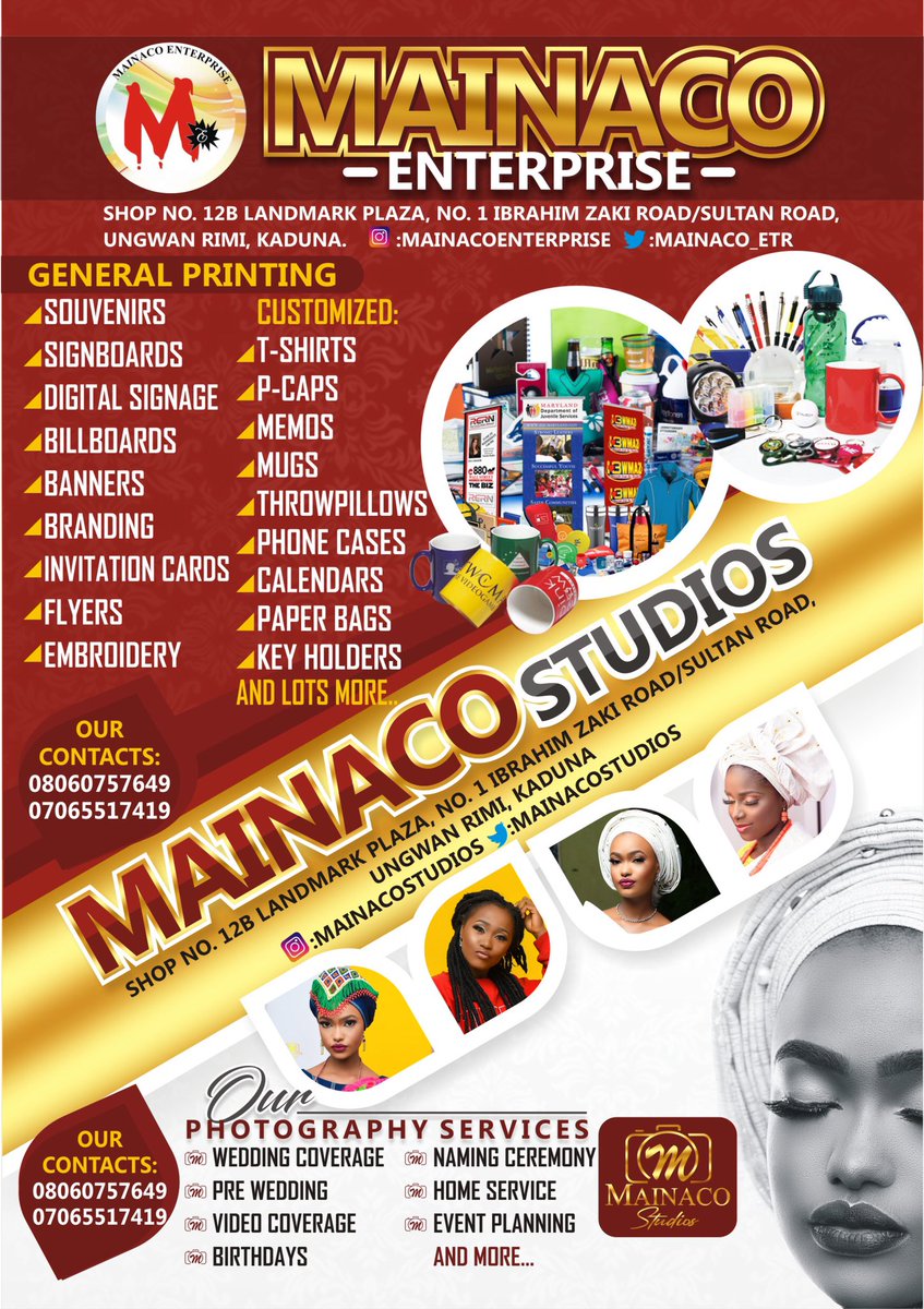 usmanmainaco1's tweet photo. Kindly repost pls thanks 😊
@mainaco_etr @mainacostudios https://t.co/rJcdc2GBPQ
