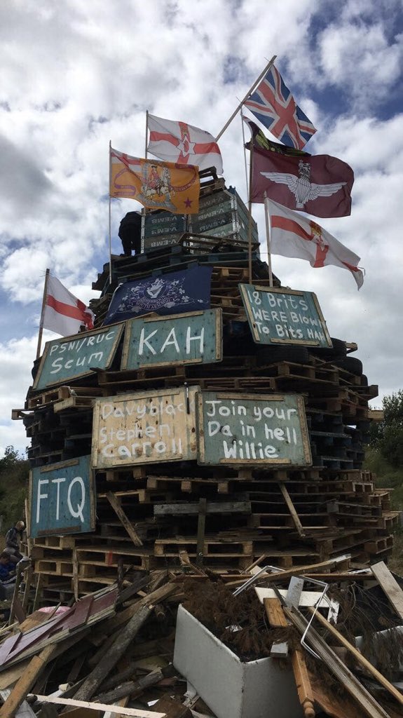 Absolutely sickened to see my Dad’s name on a bonfire again tonight in Newry, along with Constable Stephen Carroll and Willy Frazer.

I will never understand the mentality of those who seek to cause further hurt by placing the names of our loved ones on a bonfire.