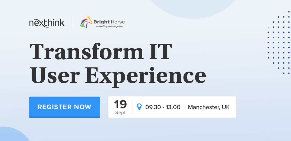 BrightHorseEMEA's tweet photo. Don't take it from us - take it from those who came to our Leeds event:
'There aren't many events like this that I feel excited & energised by' NHS SBS
Secure your place at our next event!
https://t.co/Y45Q4ifGFr
#SLAtoXLA #DEEM #DEX #Digitalexperiencescore #ITSM #ITSMevents https://t.co/0DUBUj52Hi