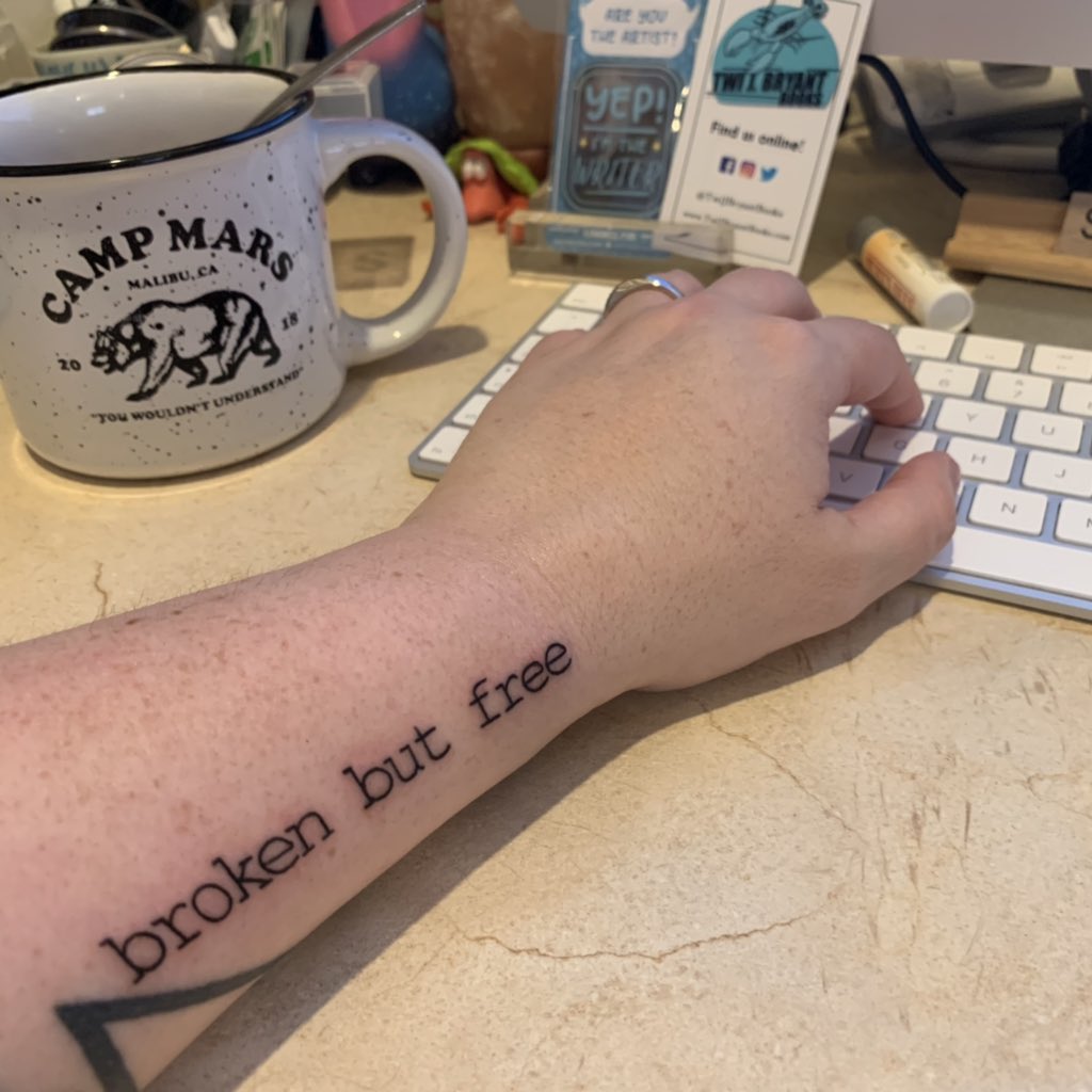 wishiwerebella's tweet photo. New tattoo! Happy birthday to me! ๐ #brokenbutfree https://t.co/YQprdABnCw