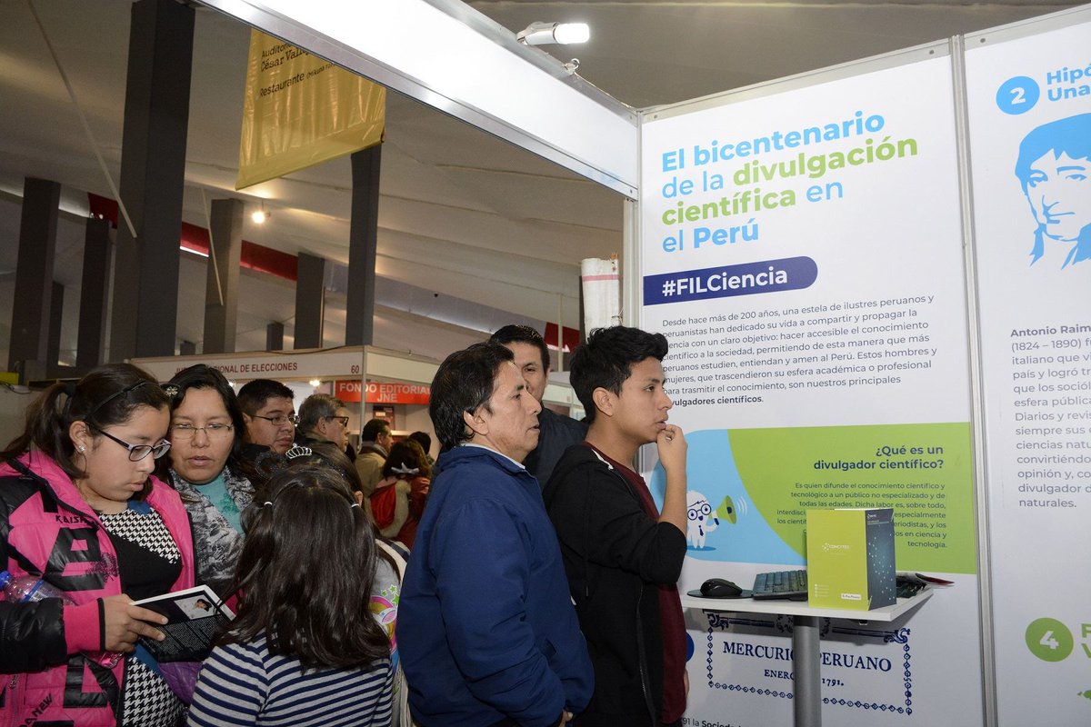 Agencia_Andina's tweet photo. Más de 11 mil personas visitaron stand del @ConcytecPeru en Feria Internacional del Libro #fillima2019 https://t.co/HIvM7FIVVQ https://t.co/VHplLKPAPQ