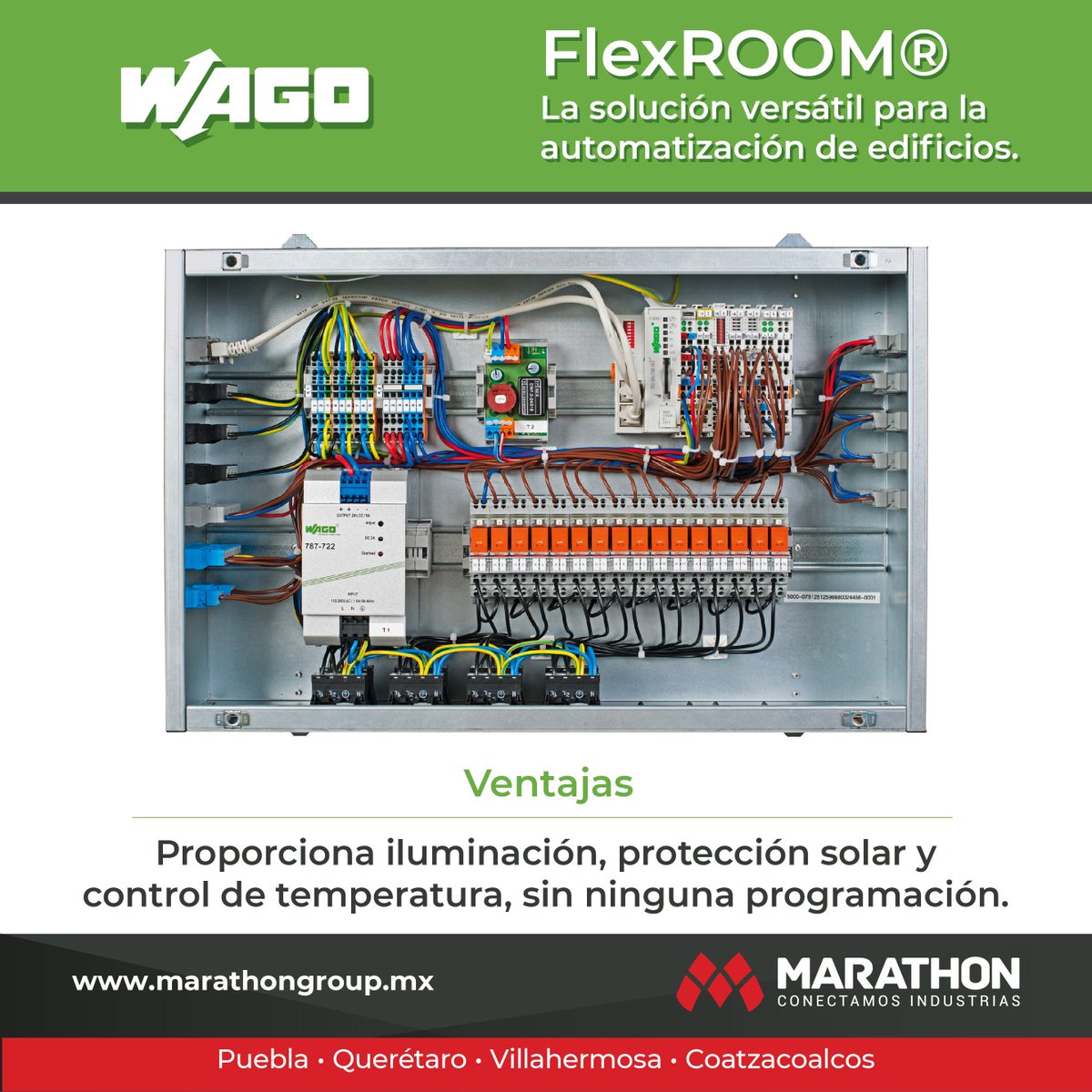 MarathonGroupMX's tweet photo. ¿Ya conoces la solución FlexROOM® de @WAGOCorporation? ¡Automatiza edificios sin necesidad de programar! #MarathonGroup #WAGO https://t.co/YGkviXh5qy