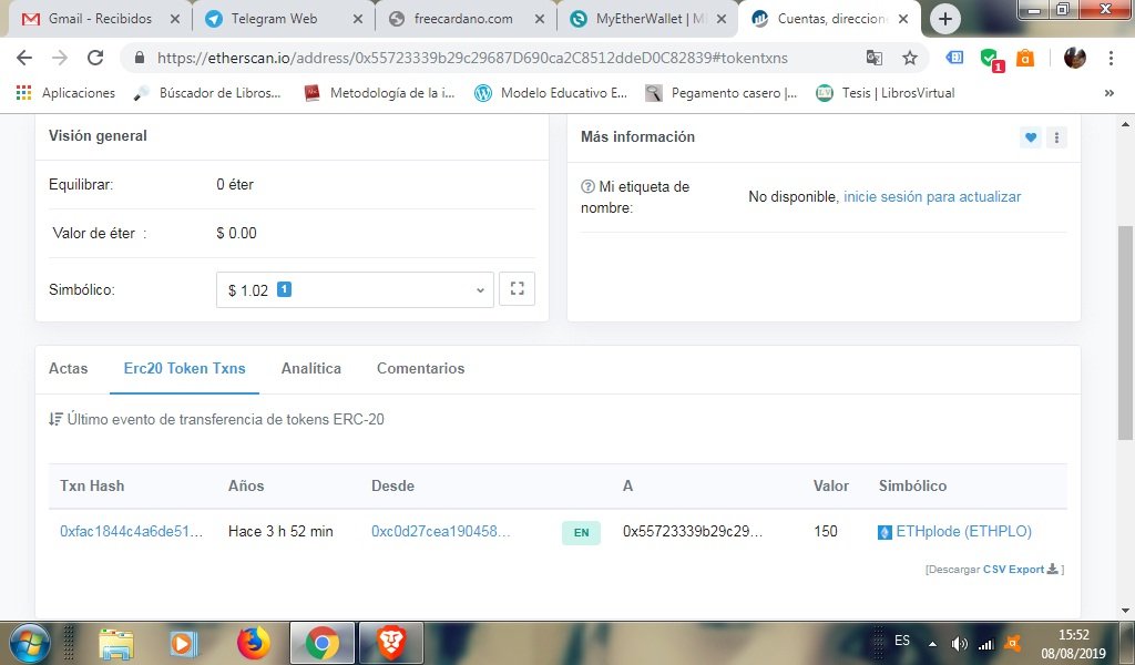 superfrank1976's tweet photo. Recibiendo mis 150 ETHPLO gracias al #airdrop de @ETHplode ¡a la luna! / Receiving my 150 ETHPLO thanks to the #airdrop of @ETHplode to the moon! #token #erc20 #eth #ethplo #ethplodingworld https://t.co/MmTGM3FhnW