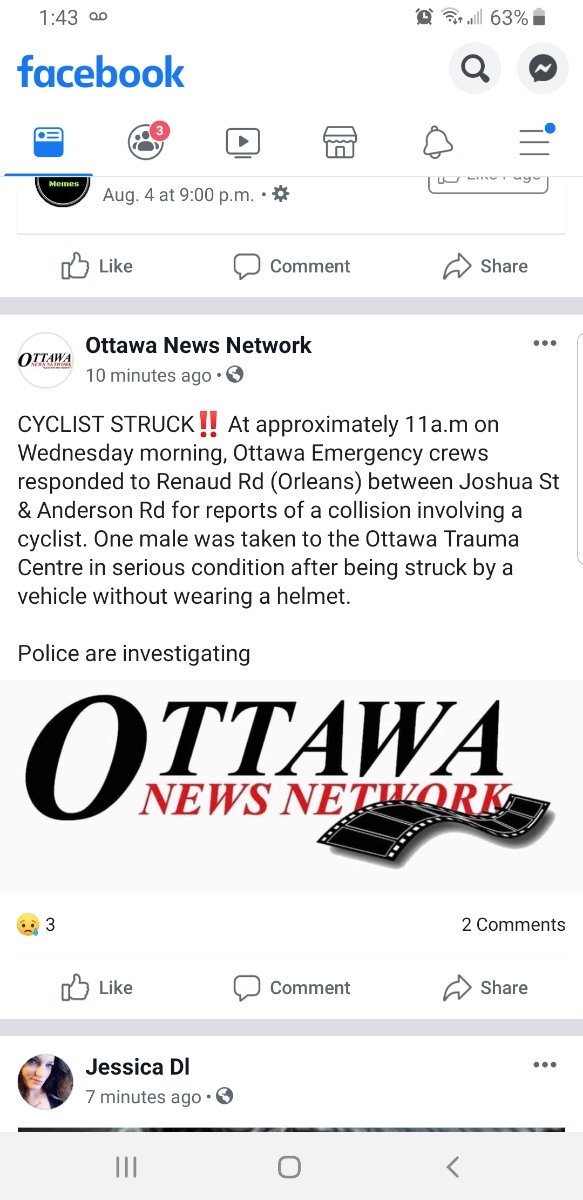 female_button's tweet photo. Most of my ottawa friends have probably already heard through the news, social media, &amp; radio but there was a cyclist that got hit by a car yesterday on Renaud Road. That was my fiance's brother. Please send prayers his way, he's in a coma fighting for his life. https://t.co/hHfDDoqlKB
