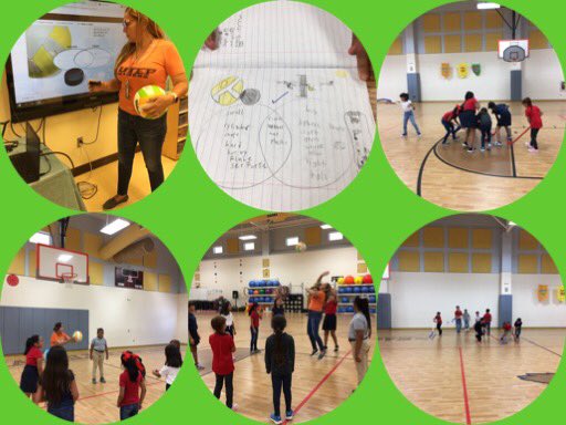 bgsoria15's tweet photo. A multimodal Science lesson.on properties of matter. Compare and contrast a hockey puck to a volleyball @fmeeagles #funlearnig #UtepEducationCollege https://t.co/WrKrUYdt47