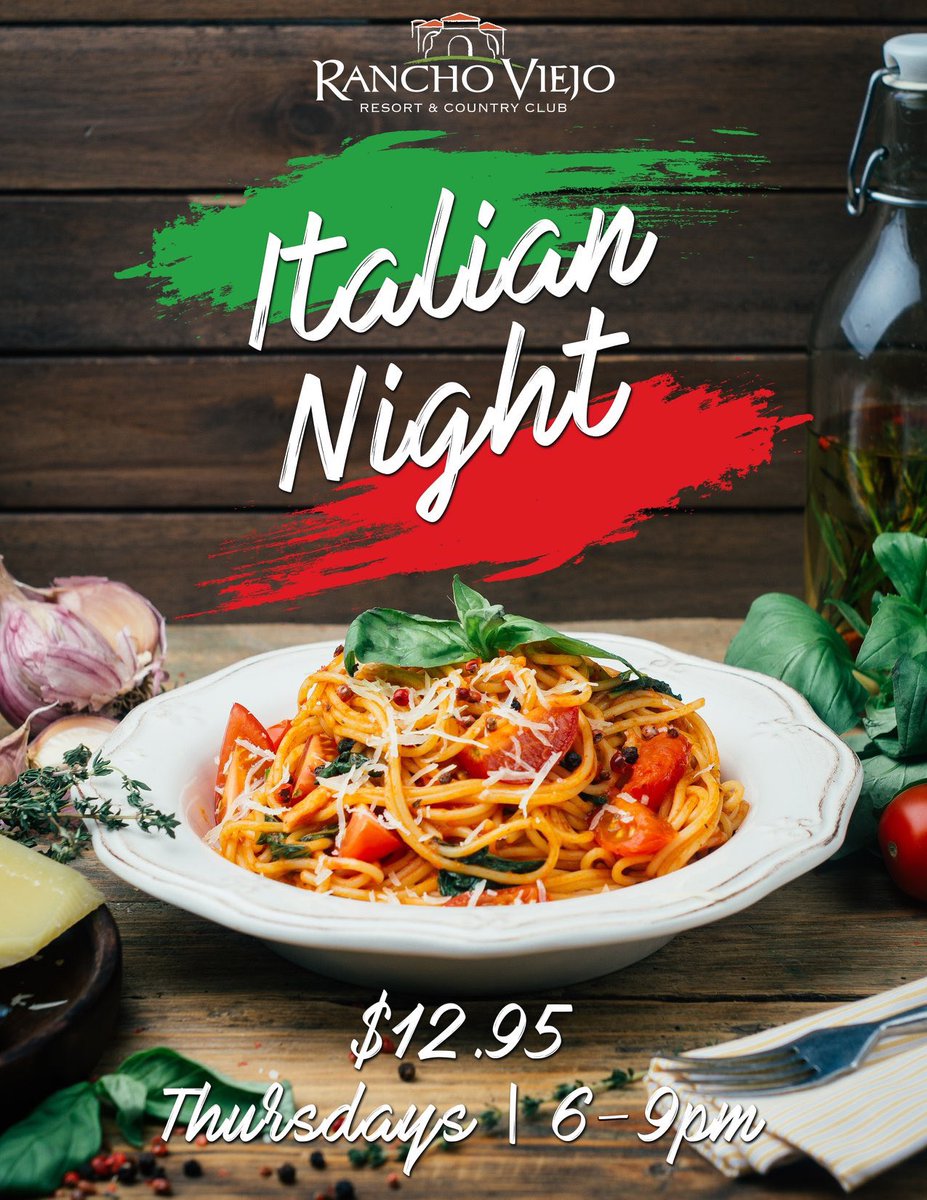 Join us for Italian Night at Las Palmas Restaurant from 6 PM - 9 PM every Thursday! For only $12.95 you can enjoy our delicious Italian buffet and get endless pasta, pizza, dessert and much more! #italiannight #pasta #dinneratrvrcc