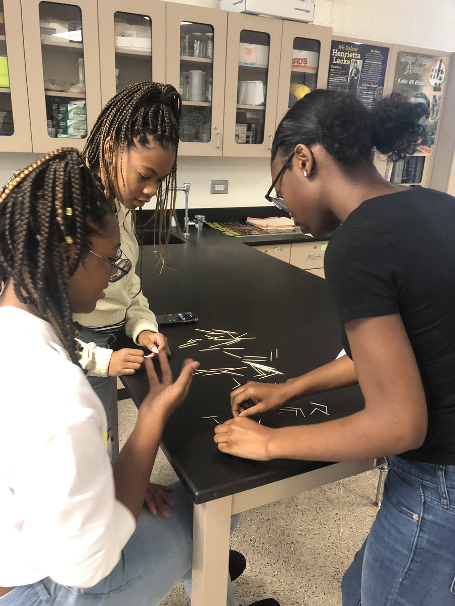 tjones1rmsst's tweet photo. @RockdaleMagnet students modeling enzyme activity using toothpicks. Through this activity, students investigated how doubling the enzyme affects the reaction rate plus they got to break toothpicks which is always fun #apbiopenguins #apbiology #toothpickase #magnetway https://t.co/cvmSFJHFK1