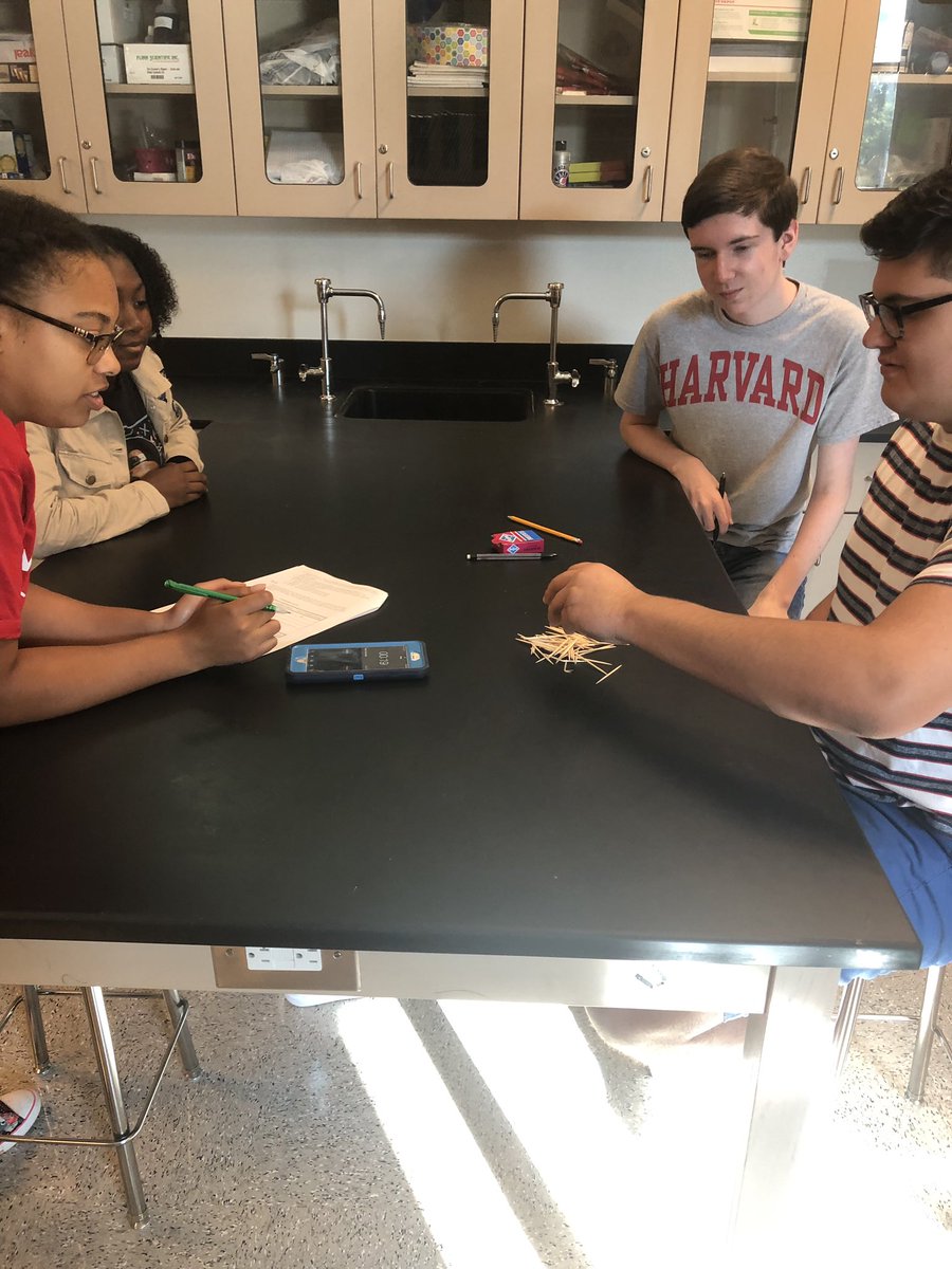 tjones1rmsst's tweet photo. @RockdaleMagnet students modeling enzyme activity using toothpicks. Through this activity, students investigated how doubling the enzyme affects the reaction rate plus they got to break toothpicks which is always fun #apbiopenguins #apbiology #toothpickase #magnetway https://t.co/cvmSFJHFK1