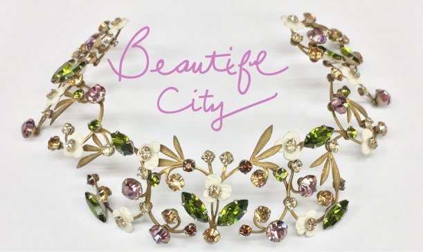 Color-Color-Color...Choose color for your wedding.  It's all the rage.  Here is a blast from our past called "Beautiful City" #headpiece from #parisbydebramoreland