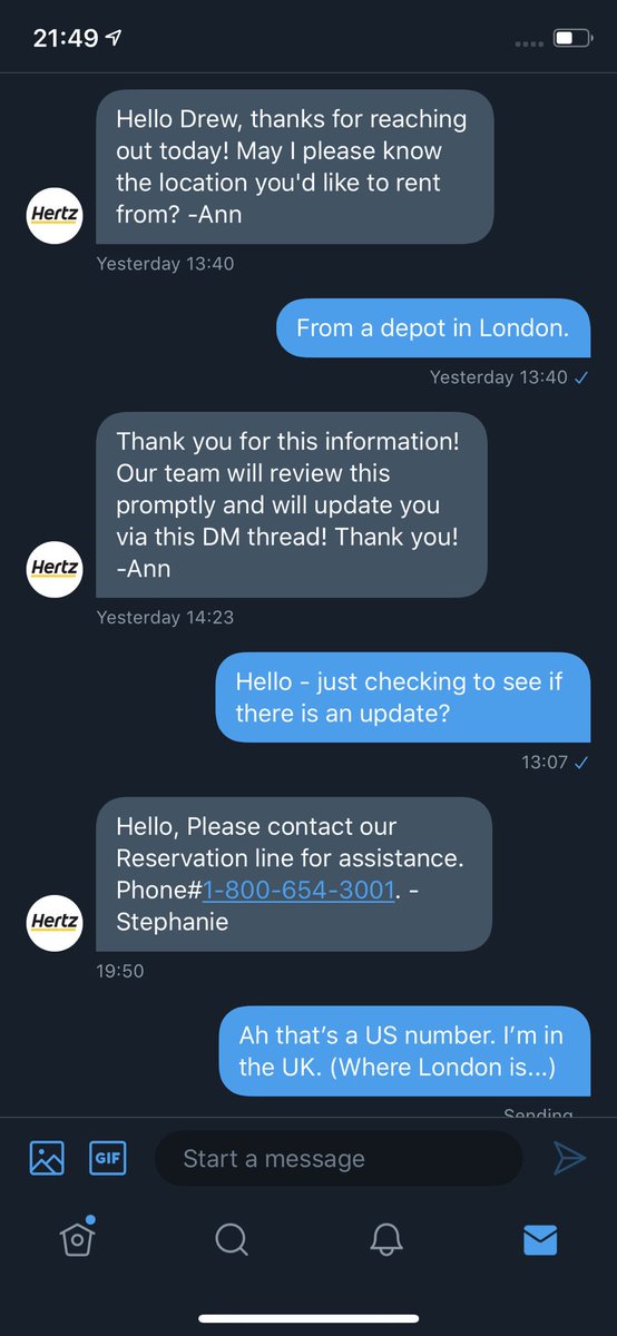 Drew_Kerr's tweet photo. Really Stephanie...? Please go find Ann.
#sorrynotsorry @Hertz #botresponse https://t.co/9dAQeUFc0C