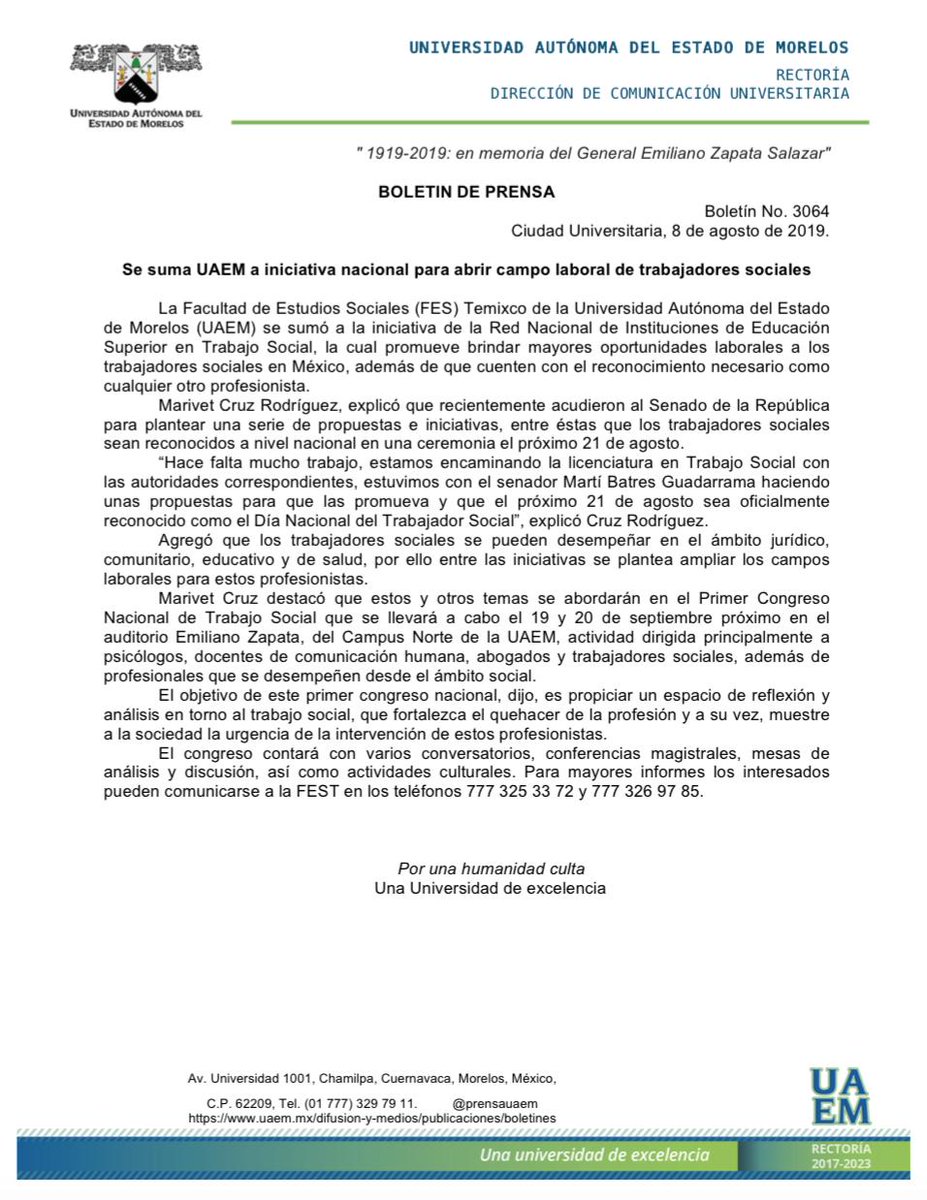 prensauaem's tweet photo. #BOLETIN Se suma #UAEM a iniciativa nacional para abrir campo laboral de trabajadores sociales @uaemorelos https://t.co/hJU3FUczhT https://t.co/DbmC3mF9RF