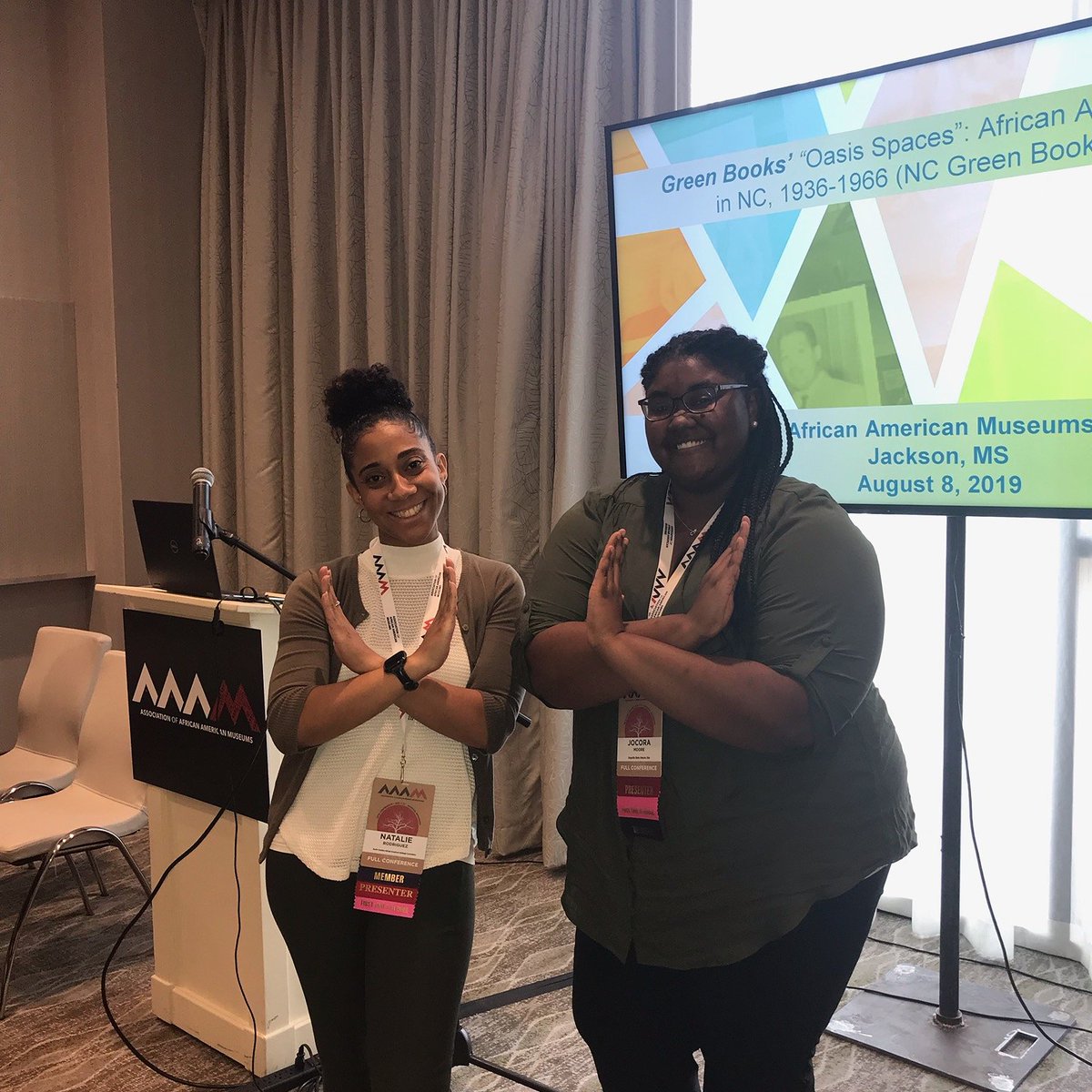 Harper_History's tweet photo. Two of our alumna are attending the Association of African American Museums Conference in Jackson, Mississippi. We are extremely proud of their presence in Public History. https://t.co/PSV6hujMSw