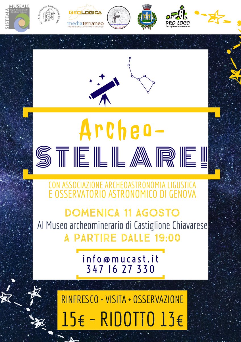 MuSel_MuCast's tweet photo. Archeostellare al #mucast #masso #castiglionechiavarese Domenica #11agosto con l’associazione Archeoastronomia ligustica e l’osservatorio astronomico di Genova #stelle #stellecadenti https://t.co/lyy8meP29w
