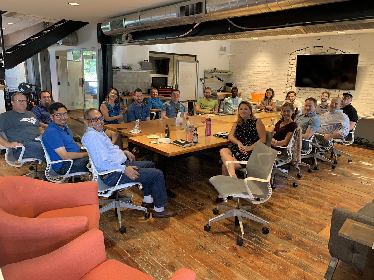 RIoTonSocial's tweet photo. RAP I reunion happening right now at RIoT Labs! So great to catchup with our first cohort and their mentors! @GreenToGo_Life @hotdawgco @MicroGridLabs @TheLaunchPlace @DerrickMinor @NCSUFans @rachael_mel @TomSnyderRIoT #IoT #accelerator 📸:@cmgRIoT https://t.co/201Kv4M2ft