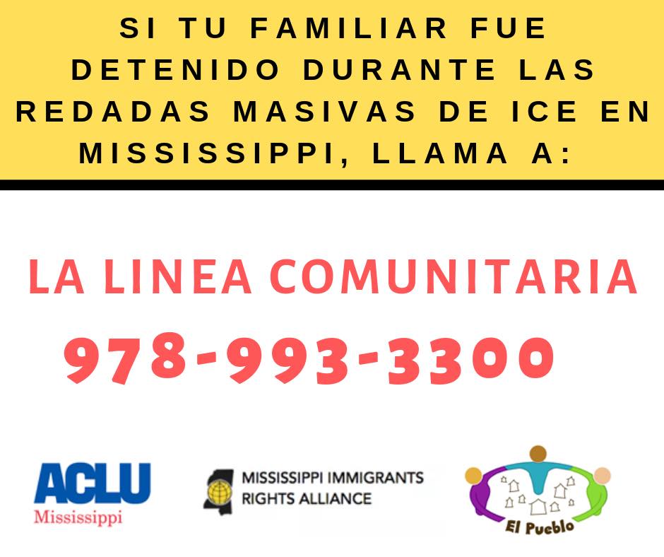 ucla_drc's tweet image. If you know anyone who has been directly or indirectly impacted by the recent #ICEraids in Mississippi, please share this hotline number with them☎️978-993-3300. Follow @ACLU_MS &amp;amp; @MIRAStruggle for more up-to-date information on resources &amp;amp; actions. #CompassionNotCages