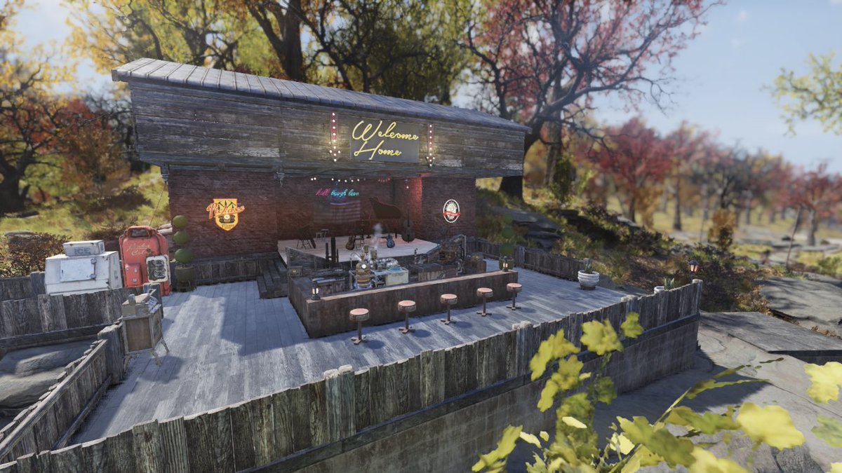 fo76guides's tweet photo. @Fallout76Photog @Fallout #Fallout76 #76pmc I’ve built Bar w. Stage backstage and vip balcony, Pantheon, unlimited houses and mansions, a fully working football arena. What to do next? 🙂 https://t.co/WcjMEAKuNX