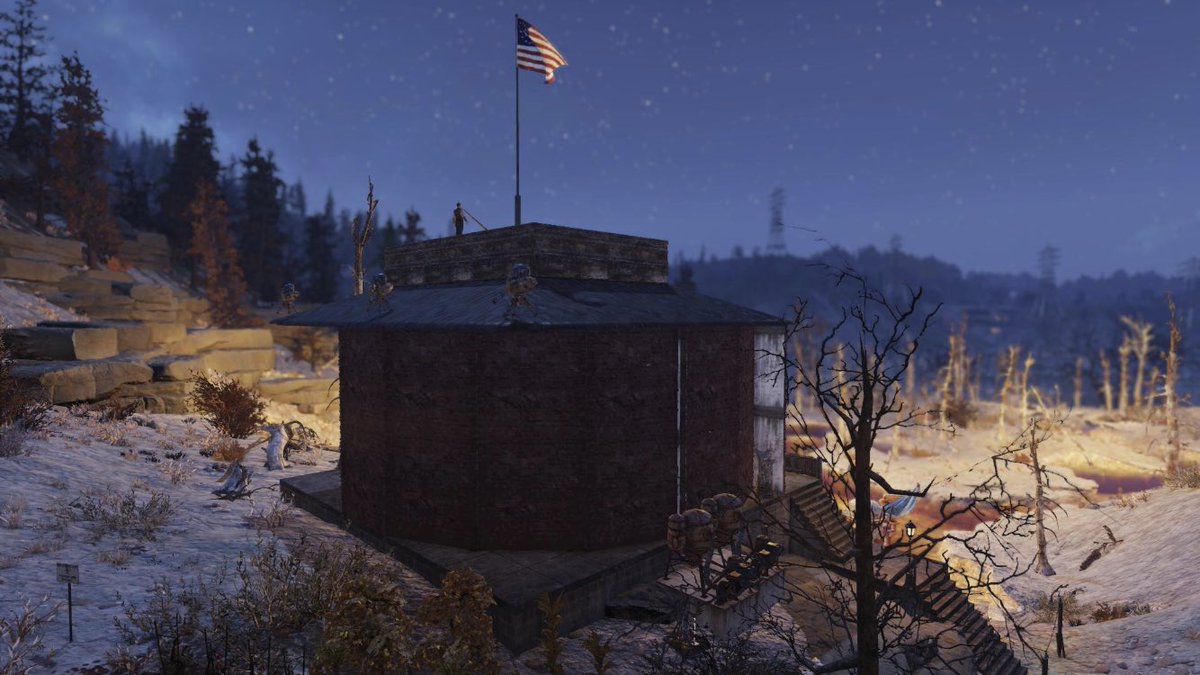 fo76guides's tweet photo. @Fallout76Photog @Fallout #Fallout76 #76pmc I’ve built Bar w. Stage backstage and vip balcony, Pantheon, unlimited houses and mansions, a fully working football arena. What to do next? 🙂 https://t.co/WcjMEAKuNX
