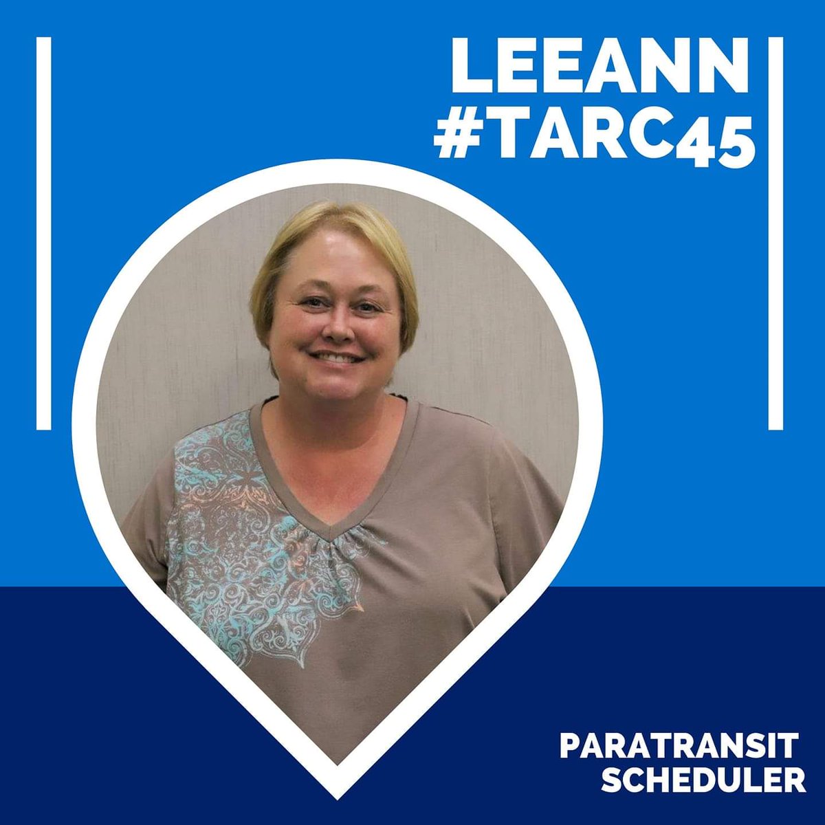 ridetarc's tweet photo. Leeann, a paratransit scheduler in our customer service department, joined #TARC in 2004. Her knowledge of the inner workings of our system has not only been an asset to us, but to our customers as well. β£ππ¨#TARC45 #45in45 #EpicEmployees #WeMoveTheCity https://t.co/S3wnJeVq5m