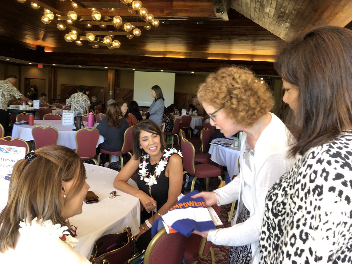 IshiharaFaith's tweet photo. OCID AS, Donna Lum Kagawa and Director, Lori Goeas engaged and supporting the Statewide Librarian’s Conference with State School Library Specialist, Joanna Dunn.  Thank you for an amazing learning and collaborating event!  #808libcon19 https://t.co/be8O7Gr7DD