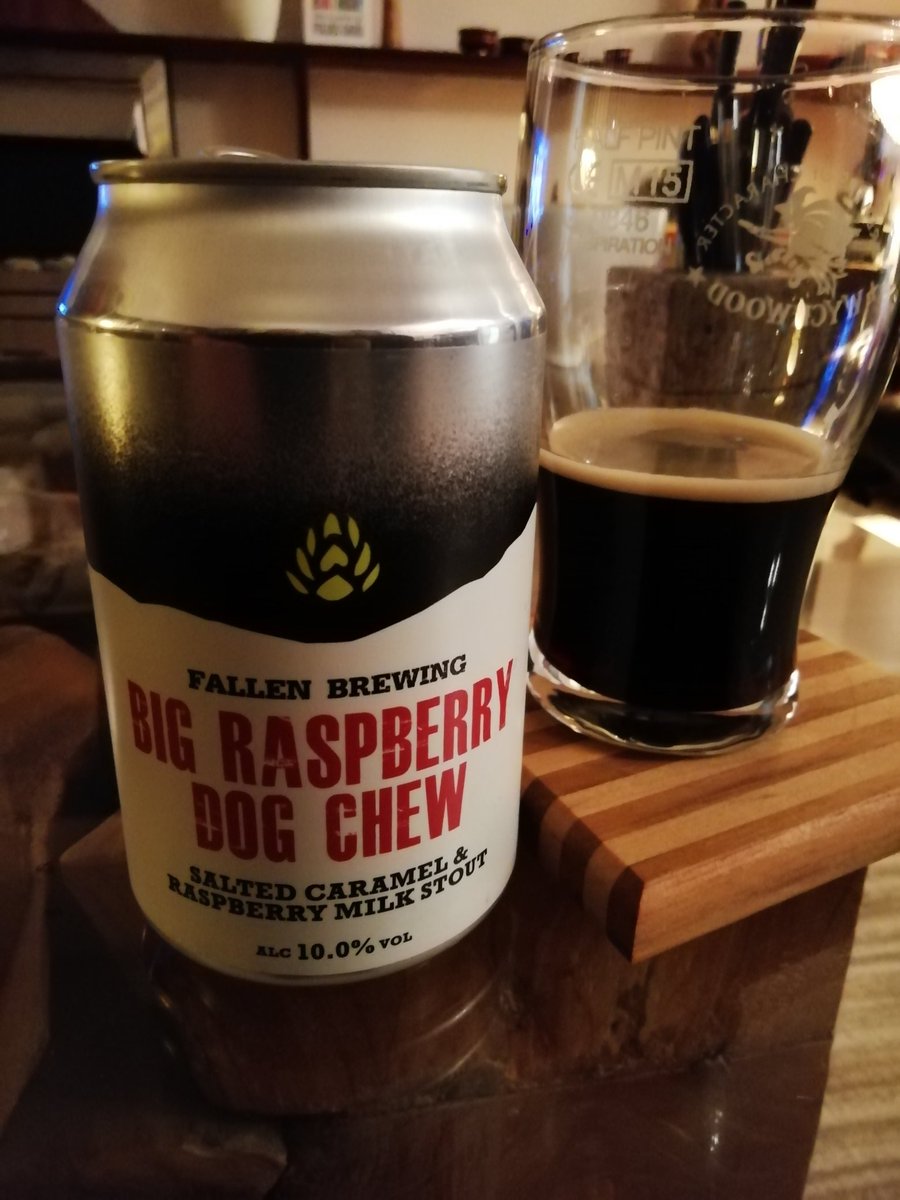 rrswift's tweet image. Big Raspberry Dog Chew (salted caramel and raspberry milk stout,10%). Heavenly! Please Sir, I want some more... @FallenBrewCo #realale #beer #saltedcaramel
